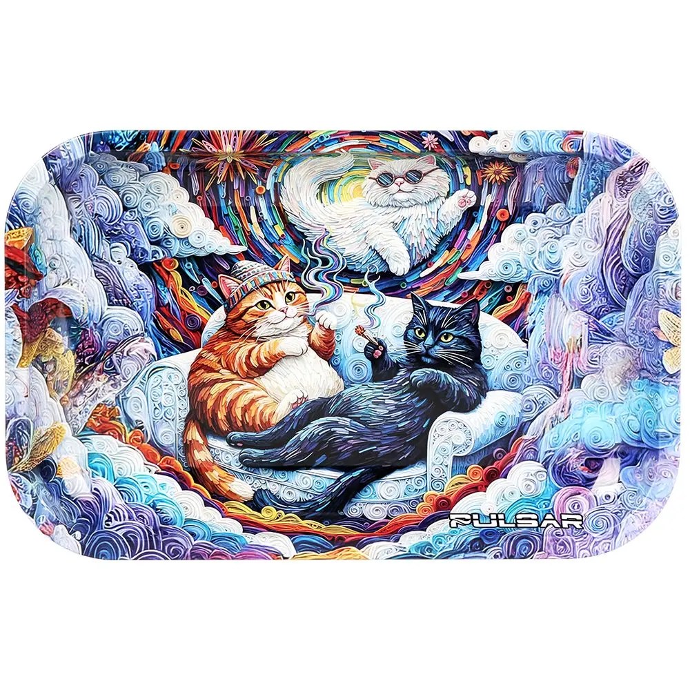 Metal Rolling Tray - Couch Cats / 11"x7"